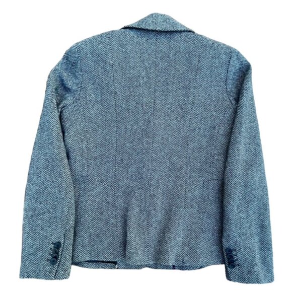 Lands' End NWOT Wool Blend Blazer Jacket Herringbone Black Single Breasted Sz 10 - Picture 4 of 7